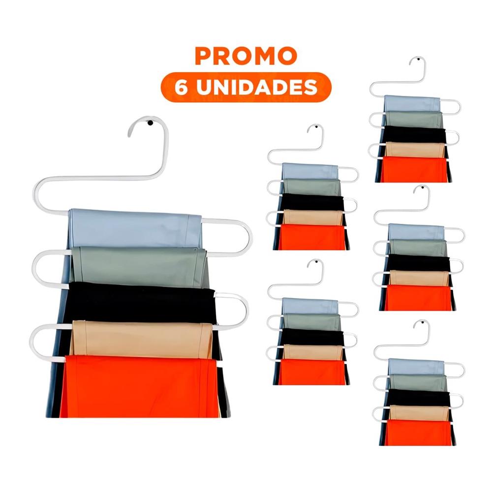 Pack6 Modulo Multifuncional Tipo S Estructura Firme para Ropa Blanco Hogar Top