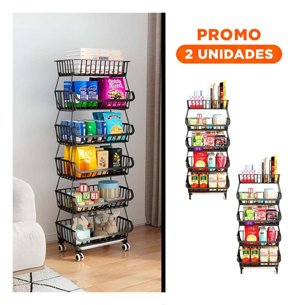 Pack2 Organizador Vertical de Acero en Tnalidad Negro para un Uso Dinamico en Hogar