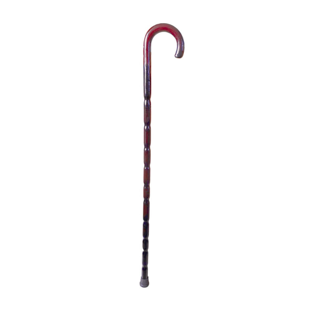 Bastón Curvo de Madera 91cm con Mango Ergonómico y Punta Antideslizante
