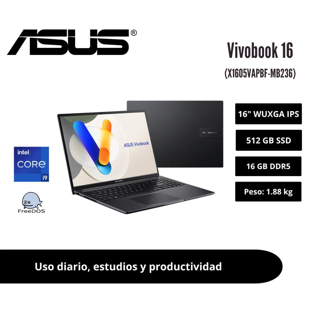 LAPTOP ASUS VIVOBOOK 16 16 WUXGA IPS CORE 9 270H 16GB DDR5 512GB SSD