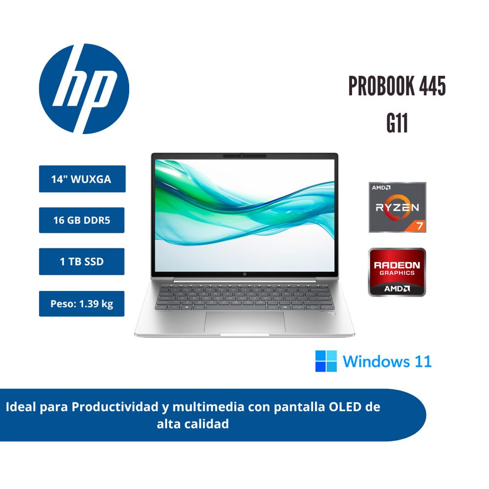 LAPTOP HP PROBOOK 445 G11 14 WUXGA IPS RYZEN 7 7735U 16GB DDR5 1TB SSD WINDOWS 11 PRO