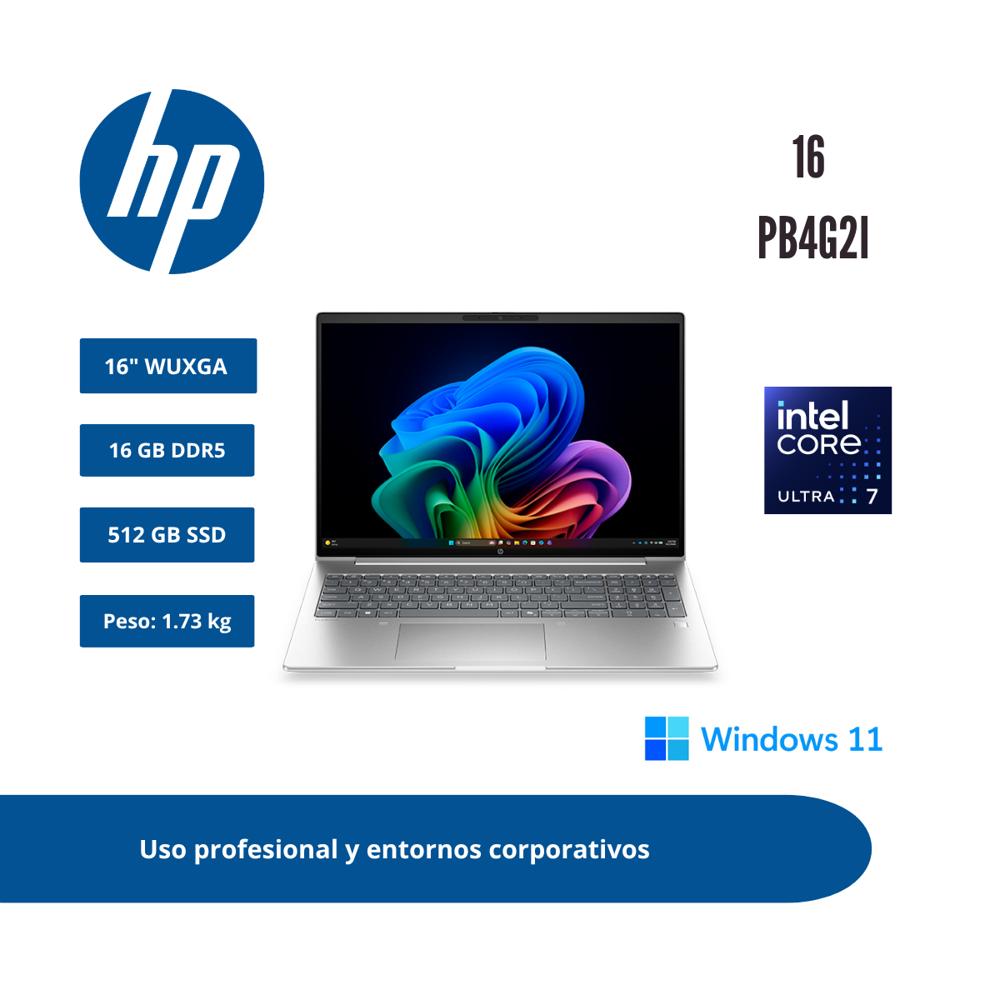 LAPTOP HP 16 WUXGA IPS CORE ULTRA 7 355 16GB DDR5 512GB SSD PIKE SILVER WINDOWS 11 PRO