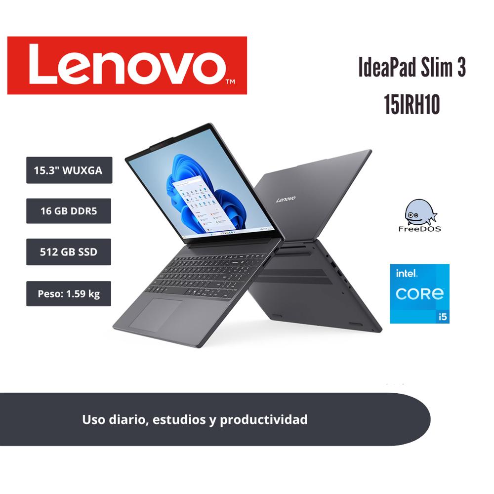 LAPTOP LENOVO IDEAPAD SLIM 3 15.3 WUXGA IPS CORE i5-13420H 16GB DDR5 512GB SSD GRIS LUNA 83K1016CLM