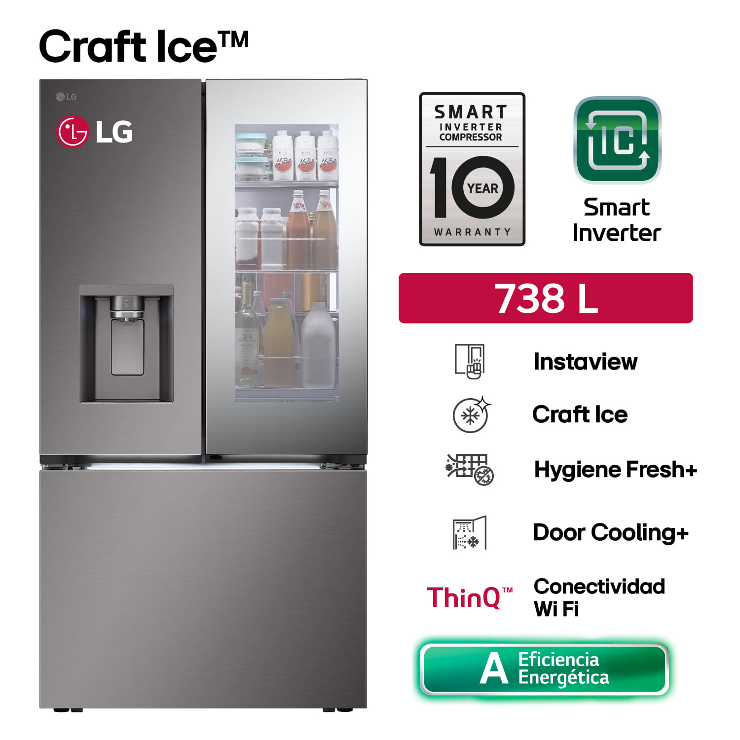 Refrigeradora LG 738L No Frost GM89SXD