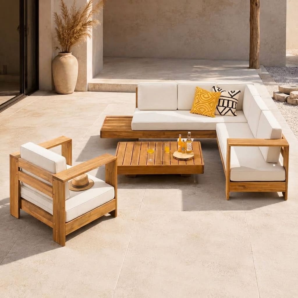 Set de Terraza en L de Madera Malvasia Movenda