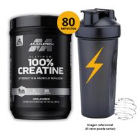 Creatina Platinum Muscletech 400gr y scoop Monohidratada Micronizada y Shaker