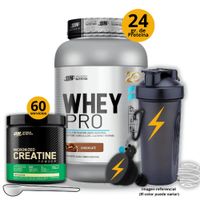 Proteína Whey pro de 1000g Chocolate - Creatina Optimum Nutrition de 300gr regalos