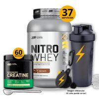 Proteína Nitro whey de 1kg Chocolate - Creatina Optimum Nutrition de 300gr - regalos