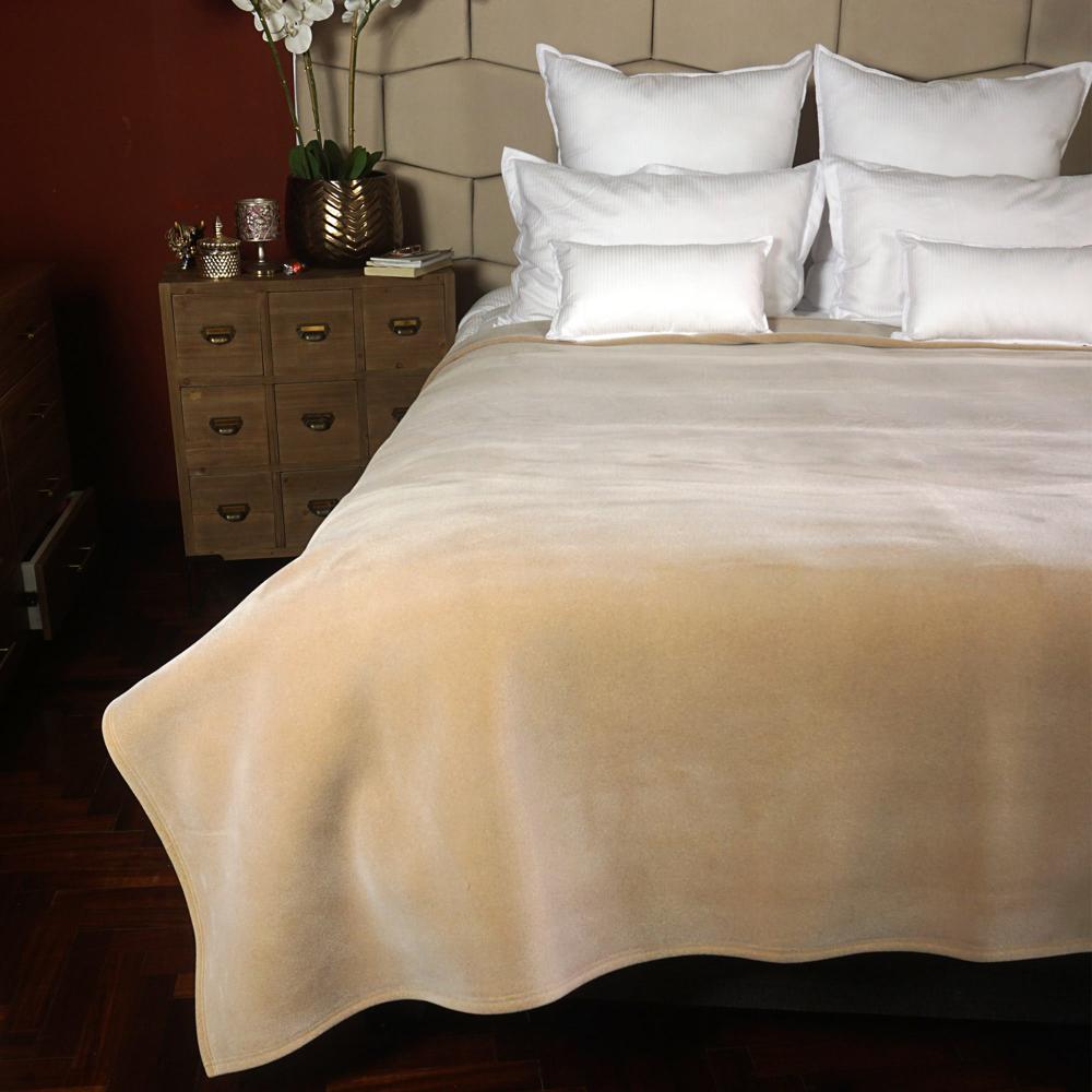 Frazada Fibra De Espuma Aislante Antialérgica Premium - Beige Arlin 2 Plazas