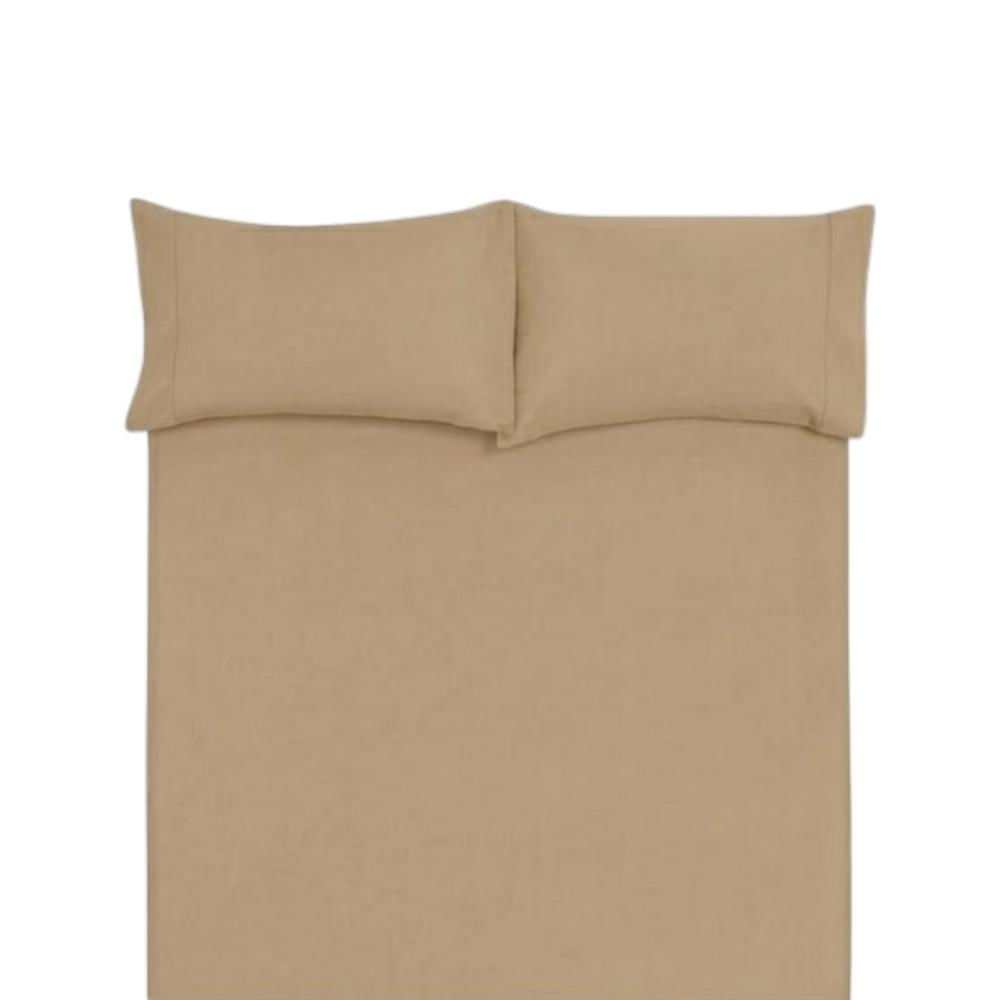 Juego De Sábanas 150 Hilos Algodón Confort - Beige Arlin 1.5 Plazas