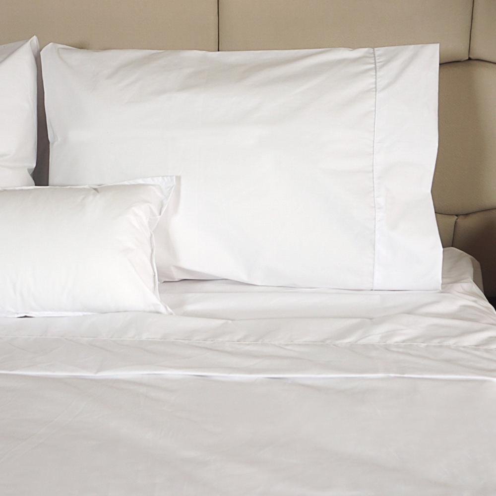 Juego De Sábanas 220 Hilos Algodón Deluxe - Blanco Arlin 2 Plazas