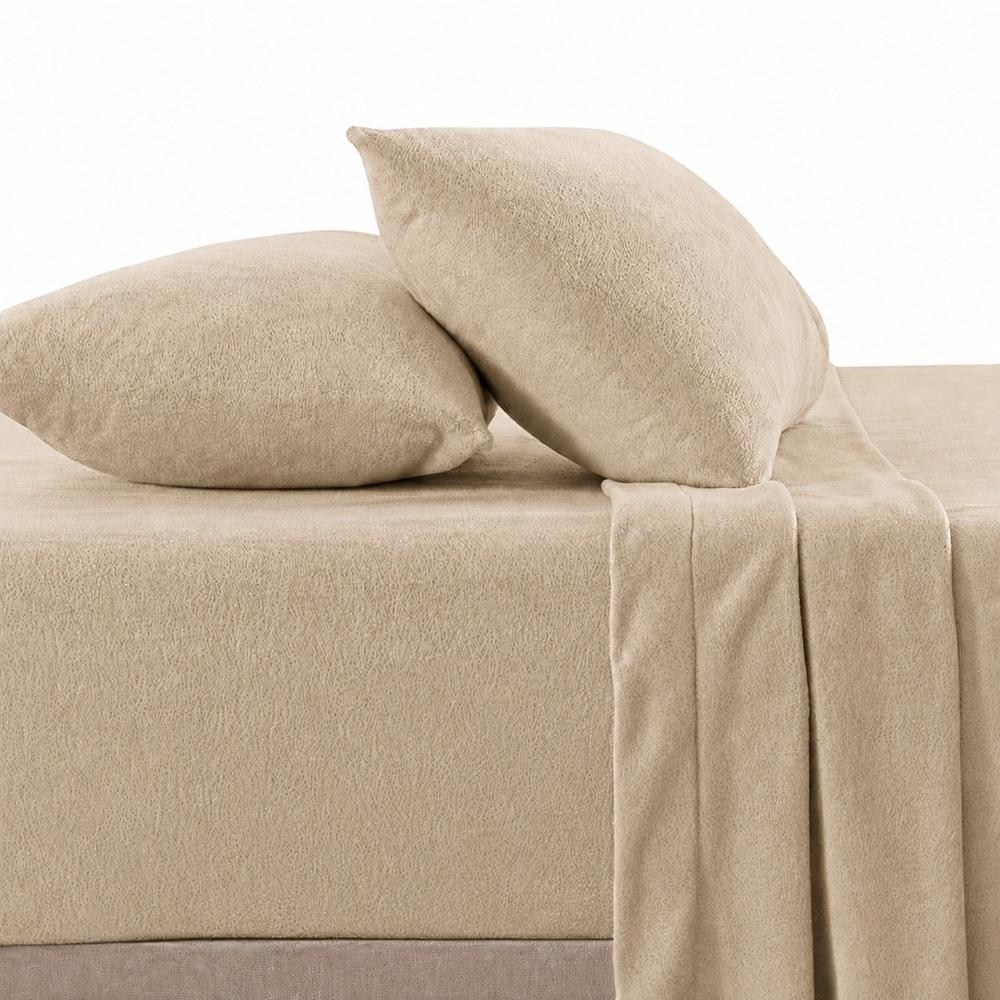 Juego De Sábanas 230 GR Polar Confort - Beige Arlin 1.5 Plazas