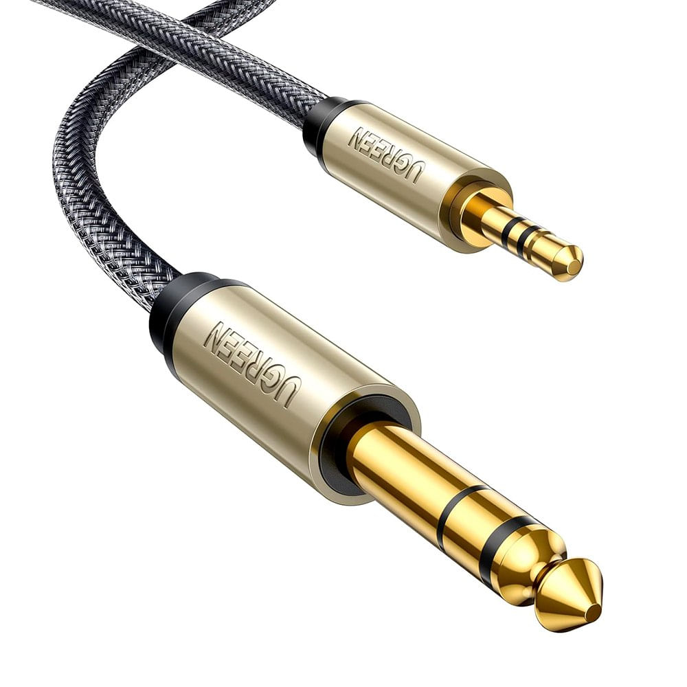 Cable de Audio UGREEN 3.5mm a 6.35mm 1-4 TRS 2m Nylon Trenzado Aleación Zinc Bañado 10628