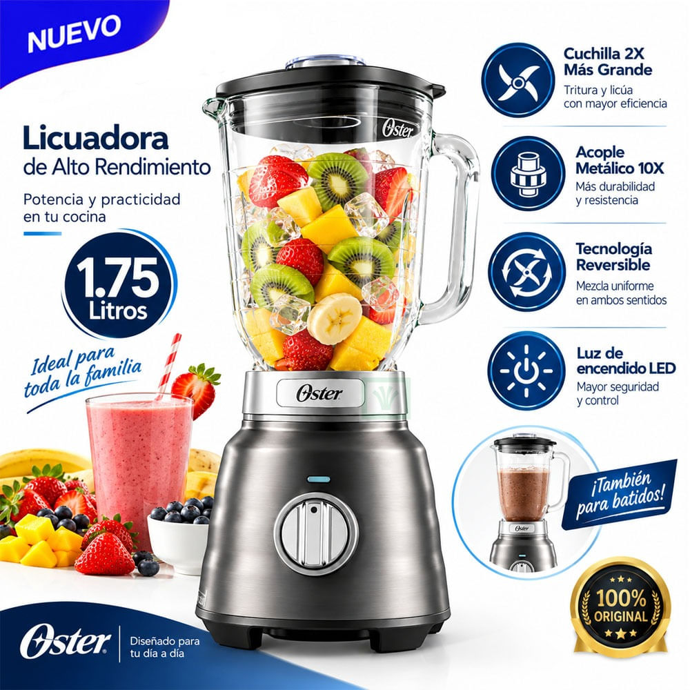 Licuadora Pro Max Reversible BLSTPBRGR de 2 Caballos