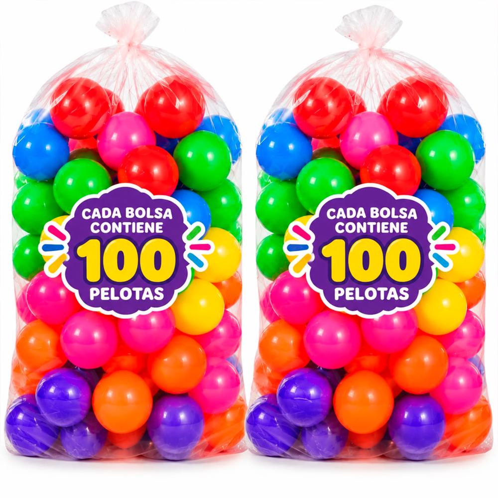 Pack x2 - 200 Pelotas de Colores para piscina de pelotas - Colores surtidos - Tipo 1.