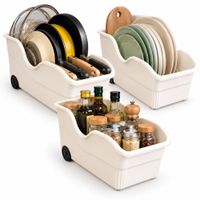 Pack x3 Organizadores Multiuso para Cocina con Ruedas para Ollas Tapas y Sartenes