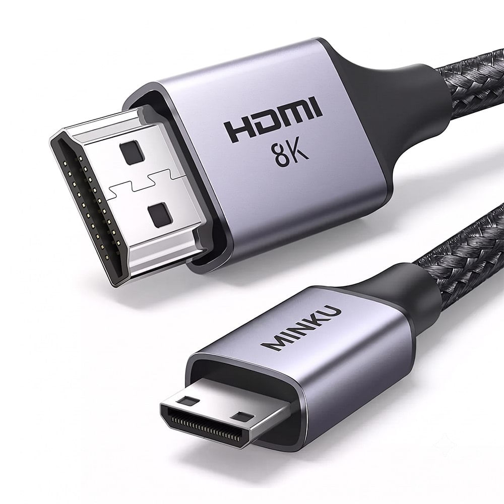 Cable Mini HDMI a HDMI 2.1 Bidireccional 8K a 60Hz 48Gbps MINKU de 2 Metros