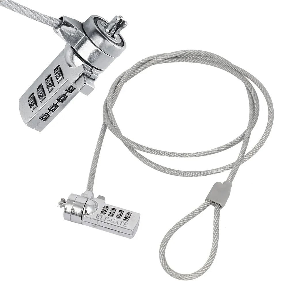 Candado de Seguridad Para Laptop Hochi Guaya Cable de Acero 1.8m Combinación 4 Dígitos Slot Kensi