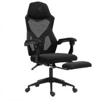 Silla Gamer Ergonómica Dreizt Mesh XL Negro Con Posapies Reclinable