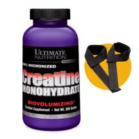 Creatina Ultimate Nutrition 300gr y scoop Monohidratada Micronizada y Straps
