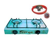 Cocina SURGE de Mesa Dos Hornillas a Gas Verde Con Válvula de Bronce
