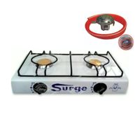 Cocina SURGE de Mesa Dos Hornillas a Gas Blanco Con Válvula de Bronce