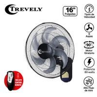 Ventilador de Pared Trevely VT-164 de 16' 80w Control Remoto