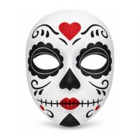 Máscara Catrina Calavera Mexicana Blanca con Diseño Halloween Cosplay
