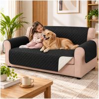 Forro Cobertor de Sofá Negro Reversible Lavable Protección para Mascotas