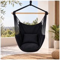 Hamaca Silla Colgante Portátil con Cojines Negro LJ4