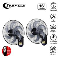 Pack 02 Ventilador de Pared Trevely VT-164 de 16' 80w Control Remoto