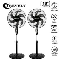 Pack 02 Ventiladores de Pedestal Trevely VT-1880 18 Pulgadas 90W con Temporizador Negro