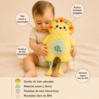 Peluche de Apego para Bebé León con Mordedor y Texturas Sensoriales