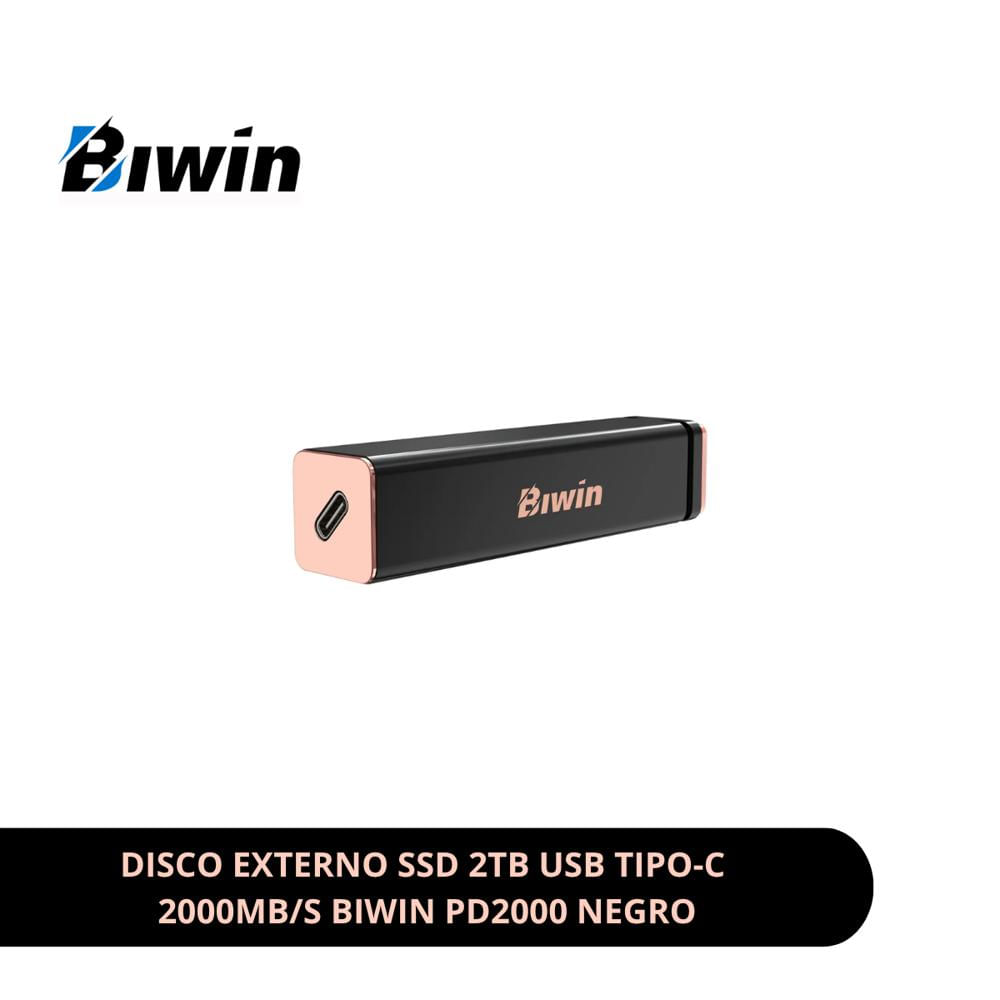 DISCO EXTERNO SSD 2TB USB 3.2 GEN 2X2 2000MB-S BIWIN PD2000 NEGRO BPD200002TB-RGH