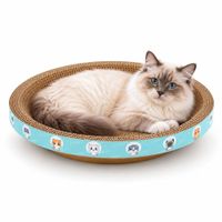 Cama Rascador Redondo para Gato Cartón Corrugado de Alta Densidad 50cm Verde agua