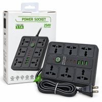 Extensión Eléctrica Multifunción 6 Tomas 3 USB 3 Tipo C PD Con Interruptor Negra