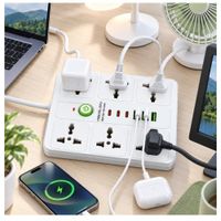 Regleta Eléctrica 6 Tomas Universales 3 USB 3 Puertos Tipo C PD Carga Múltiple Blanco