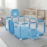 Corral Para Bebes 3 En 1 Con Canasta Y Arco De Fútbol - Celeste