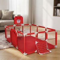 Corral Para Bebes 3 En 1 Con Canasta Y Arco De Fútbol - Rojo