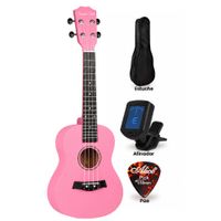 Ukelele Concierto Rosado con 4 Cuerdas con Funda y Accesorios Completo