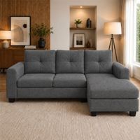 Seccional Derecho Amira color gris oscuro Ambienta Home 3 Cuerpos