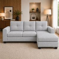 Seccional Derecho Amira color gris claro Ambienta Home 3 Cuerpos