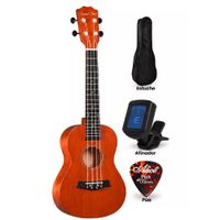 Ukelele Concierto Brown con 4 Cuerdas con Funda y Accesorios Completo