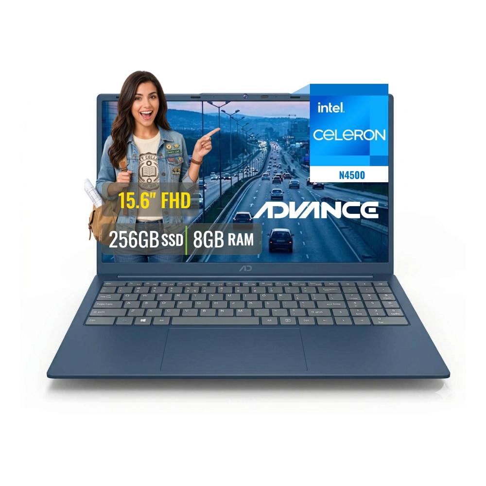 Laptop Advance NV9857 Intel Celeron N4500 8GB SSD 256GB 15.6 FHD IPS FreeDOS Azul ADVNV9857