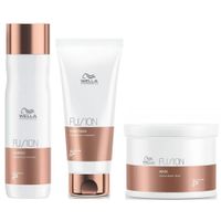 Shampoo Reparador + Acondicionador + Mascarilla 500ml Wella Fusion