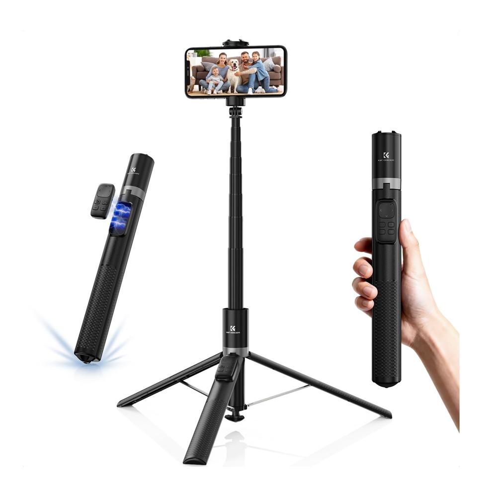 Trípode Selfie Stick 360 con Control Bluetooth Negro KF Concept KF15.0002v1