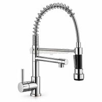 Grifo de Cocina Mezcladora TEO Doble Caño Monocomando Acero Cromado