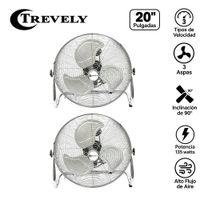 Pack 02 Ventilador Industrial de Piso Trevely VT-208 20 Pulgadas 135 Watts 3 Velocidades