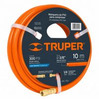 Manguera PVC Para Compresor Truper 10 Metros 3-8 300 PSI Reforzada Con Conectores De Latón