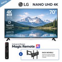 Televisor LG LED 70 Pulg UHD 4K ThinQ AI 70NU850BPSD y Rack Movible